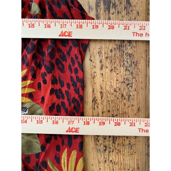 Scarlett Red Floral Leopard Print Button-Down Sleeveless 14P Rayon Maxi Dress - Picture 5 of 6